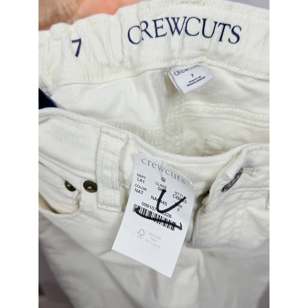 Crewcuts Corduroy Pants Girls 7 Ivory Straight Leg Stretch Cotton Jeans